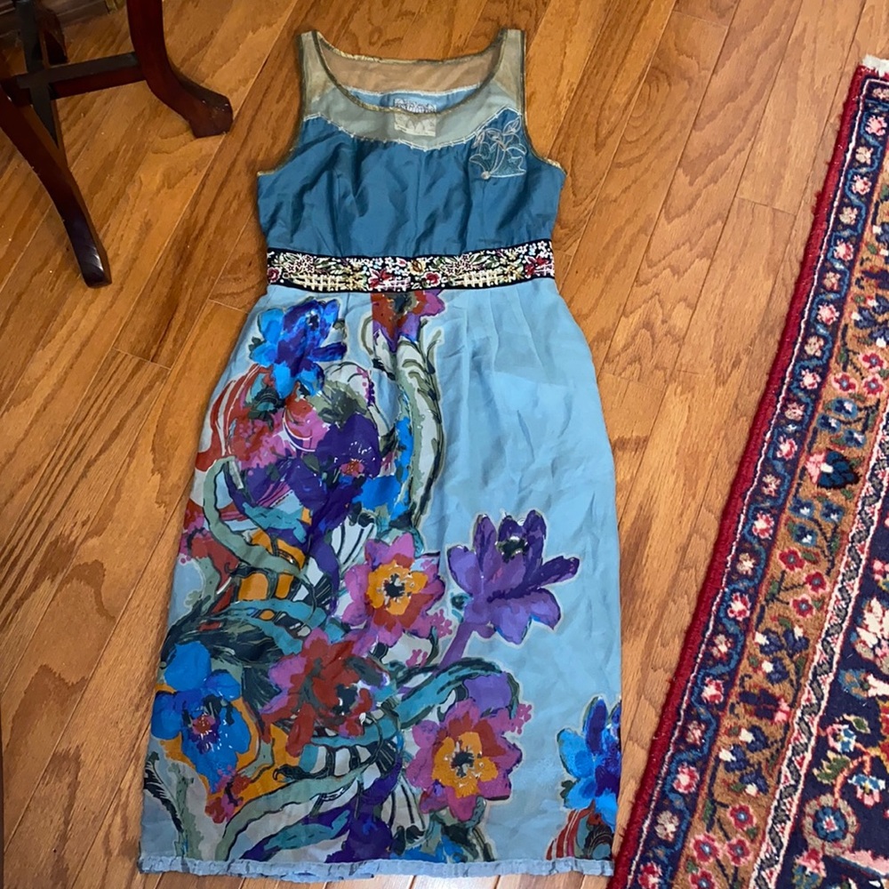 Anthro Floreat Manor Gate embroidered dress sz 0